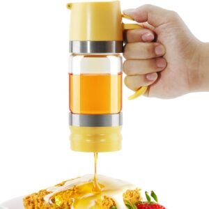 aelga glass honey dispenser pot – no drip 9 oz honey jar with handle, syrup dispenser for coffee, tea & breakfast use