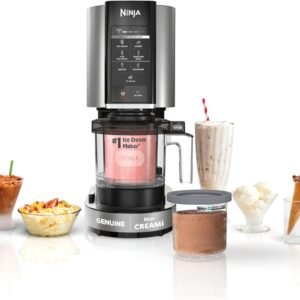 ninja nc301 creami ice cream maker — 7 one touch programs, 2 pint containers, gelato, sorbet, milkshakes & smoothie bowls, compact & kid friendly, silver