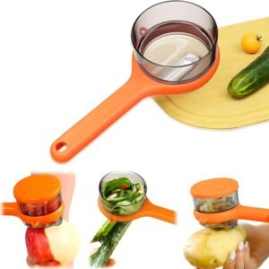 peeling knife with storage box – ergonomic stainless steel swivel vegetable peeler with built in storage bucket for fruits & vegetables