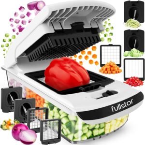 fullstar the original pro chopper – 4 in 1 vegetable & fruit chopper with spiralizer and container, kitchen essential