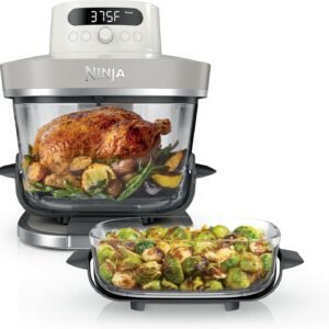 ninja crispi pro 6 in 1 glass air fryer 450°f | 6qt & 2.5qt containers with lids | nontoxic, microwave, freezer & dishwasher safe | max crisp, air fry, bake, roast, recrisp & dehydrate (as101lg)